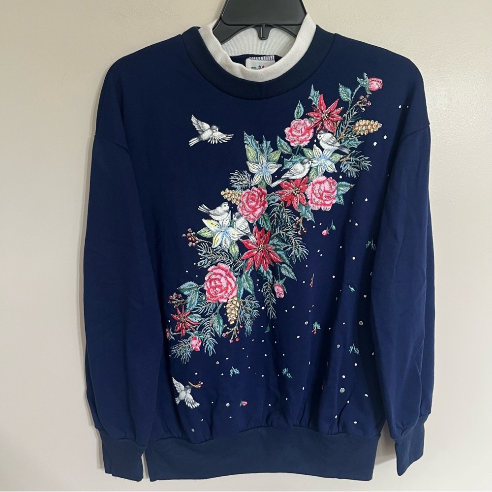 Vintage Nutcracker Brand Christmas Wreath Peace Dove Crewneck Size‎ Medium